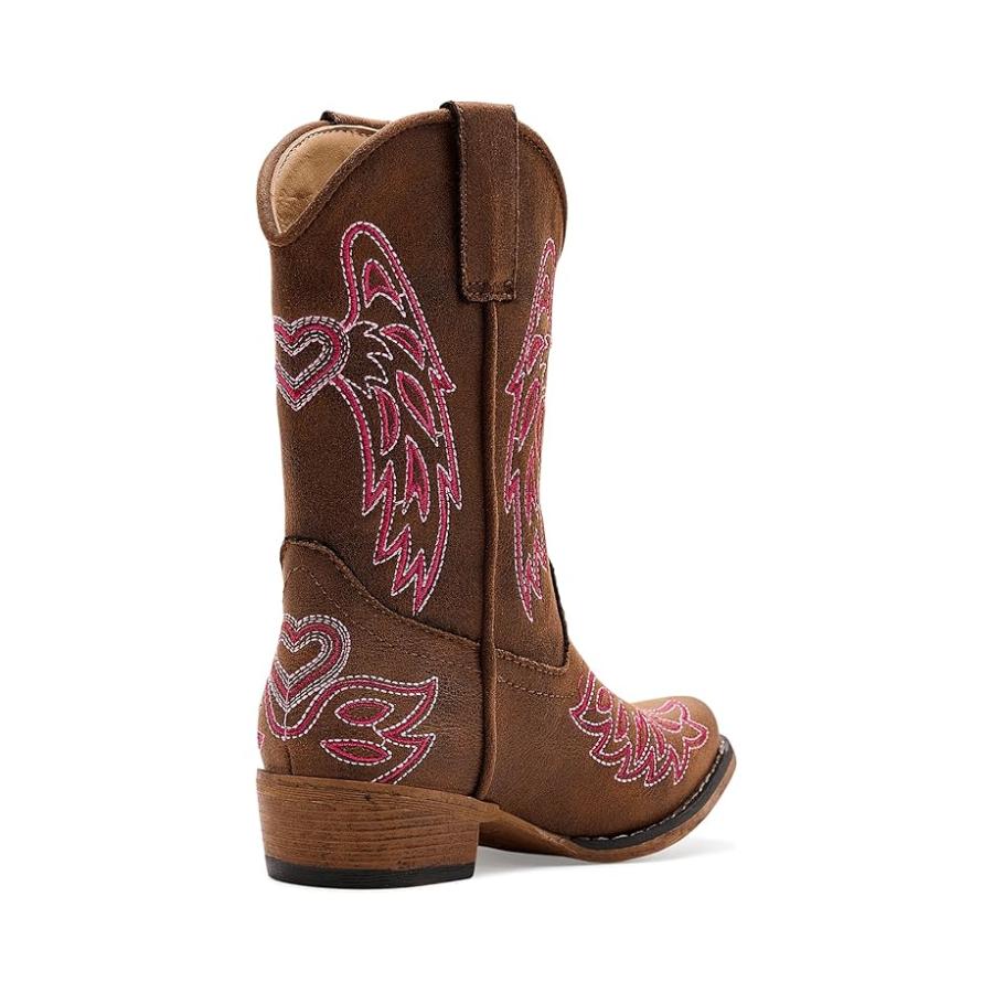 ローパー Kids Riley Wings (Toddler/Little Kid) キッズ・ジュニア Boots Brown Faux レザー_2