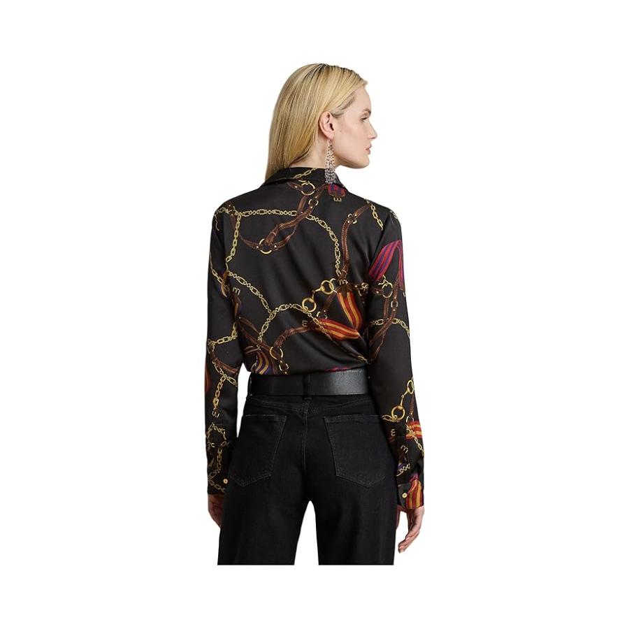 ラルフ・ローレン Lauren Ralph Lauren クラシック Fit Belting-Print Satin Shirt レディース シャツ_1