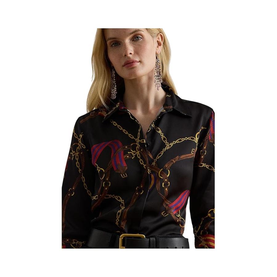 ラルフ・ローレン Lauren Ralph Lauren クラシック Fit Belting-Print Satin Shirt レディース シャツ_2