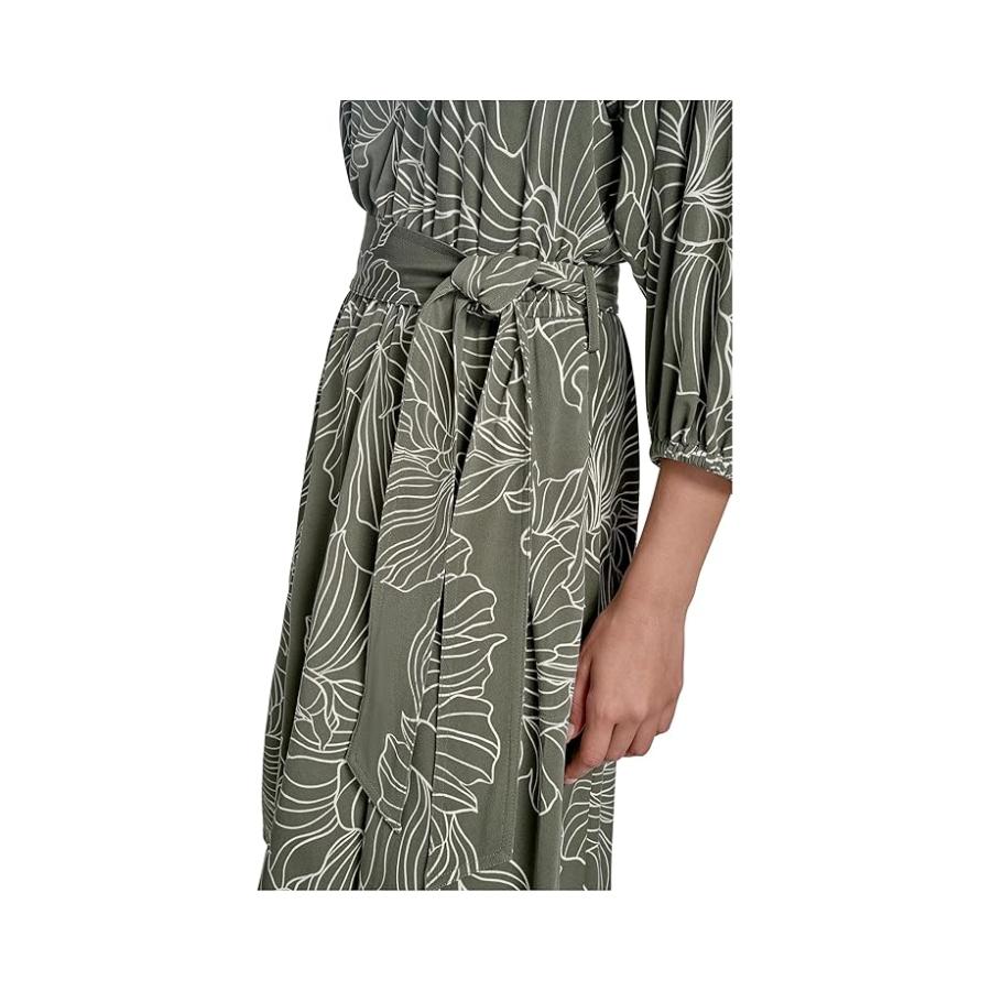 カルバン・クライン Calvin Klein Matte Jersey Puff Sleeve Self Tie Aline レディース ドレス Ca