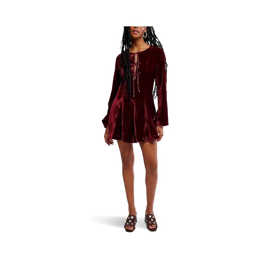 フリーピープル Free People Linney Velvet Mini レディース ドレス Cabernet_4