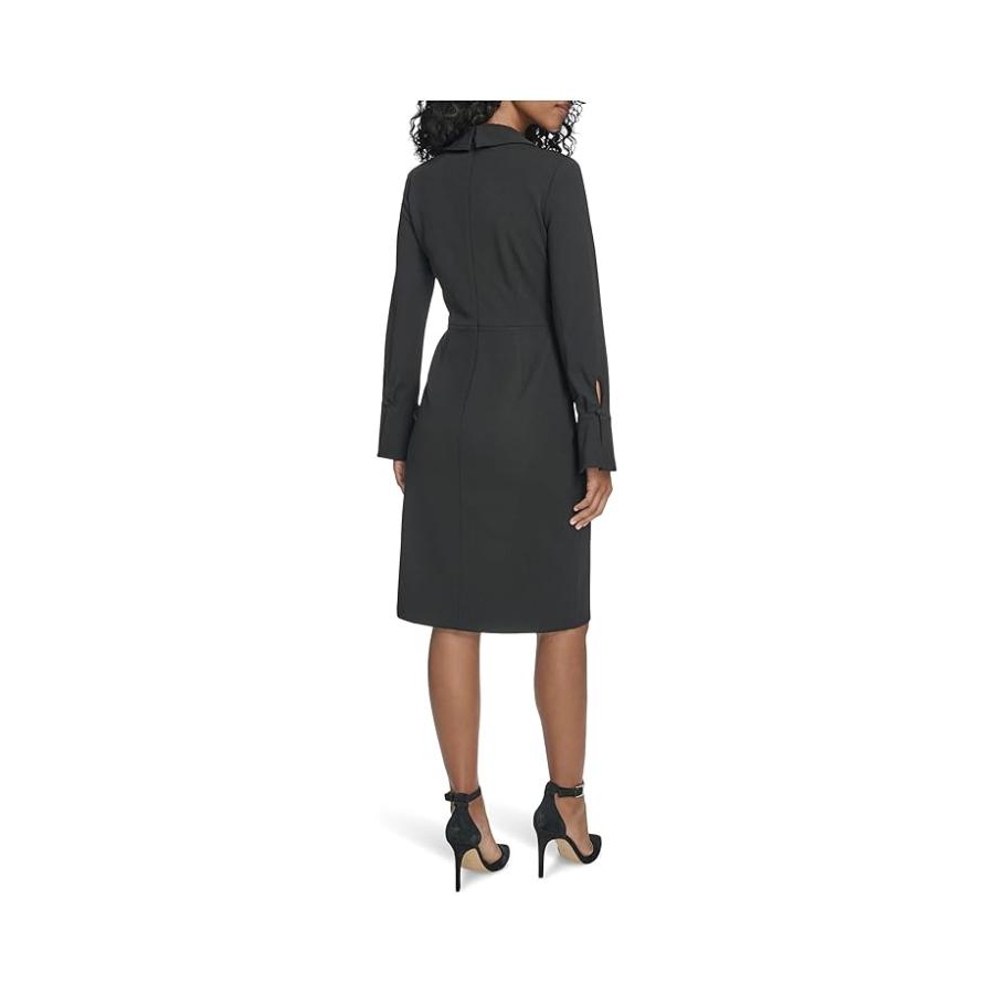 カルバン・クライン Calvin Klein Long Sleeve Scuba Crepe Twist Front Sheath レディース ドレス_2