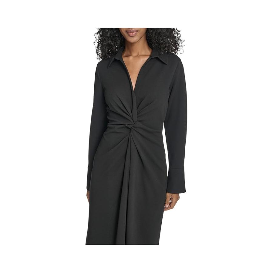 カルバン・クライン Calvin Klein Long Sleeve Scuba Crepe Twist Front Sheath レディース ドレス_3