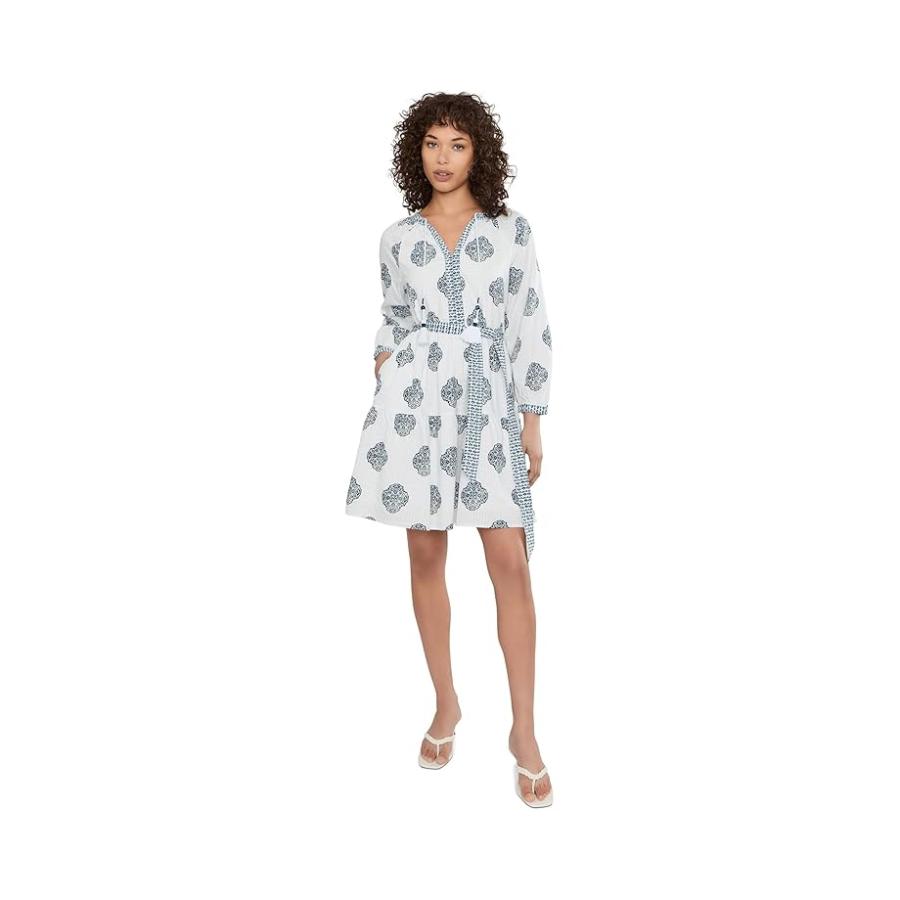 トミー バハマ Tommy Bahama Mosaic Shores Long Sleeve Short Dress レディース ドレス White_1