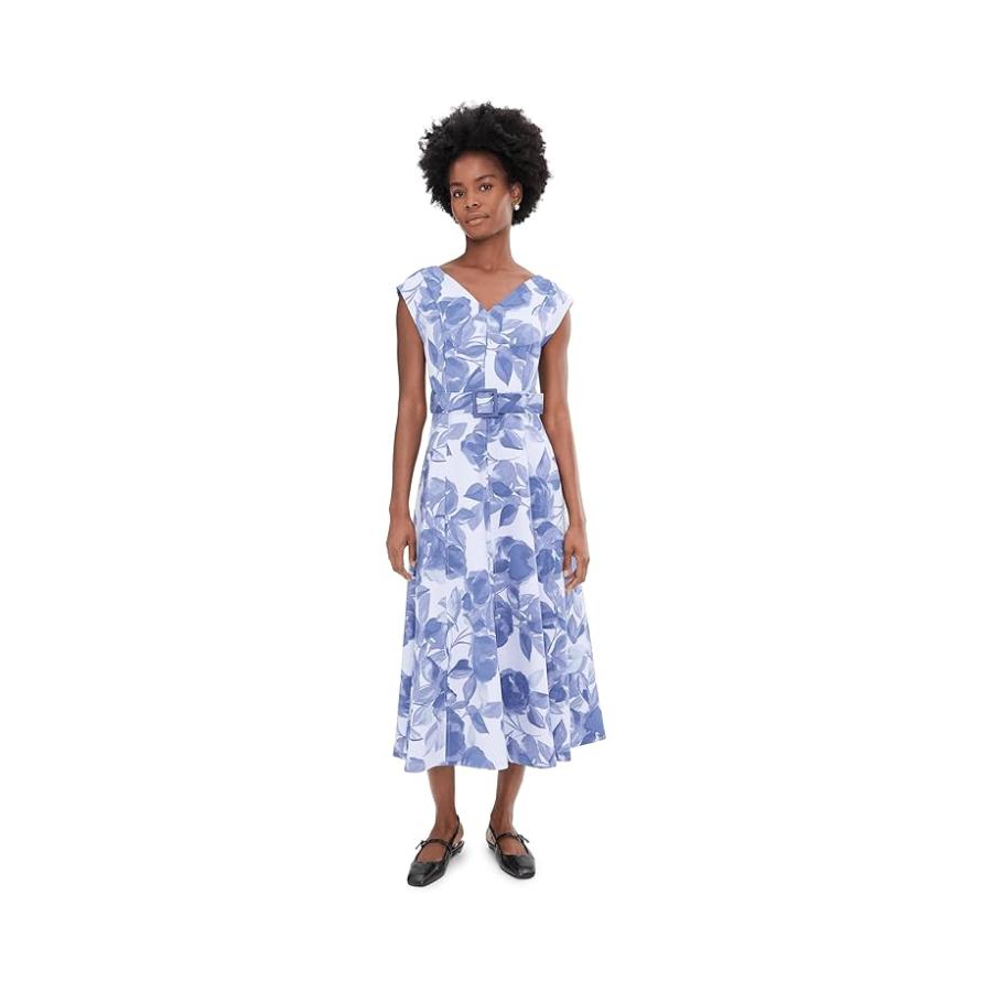 カルバン・クライン Calvin Klein Sleeveless Floral Scuba Belted Aline レディース ドレス Sprin_1