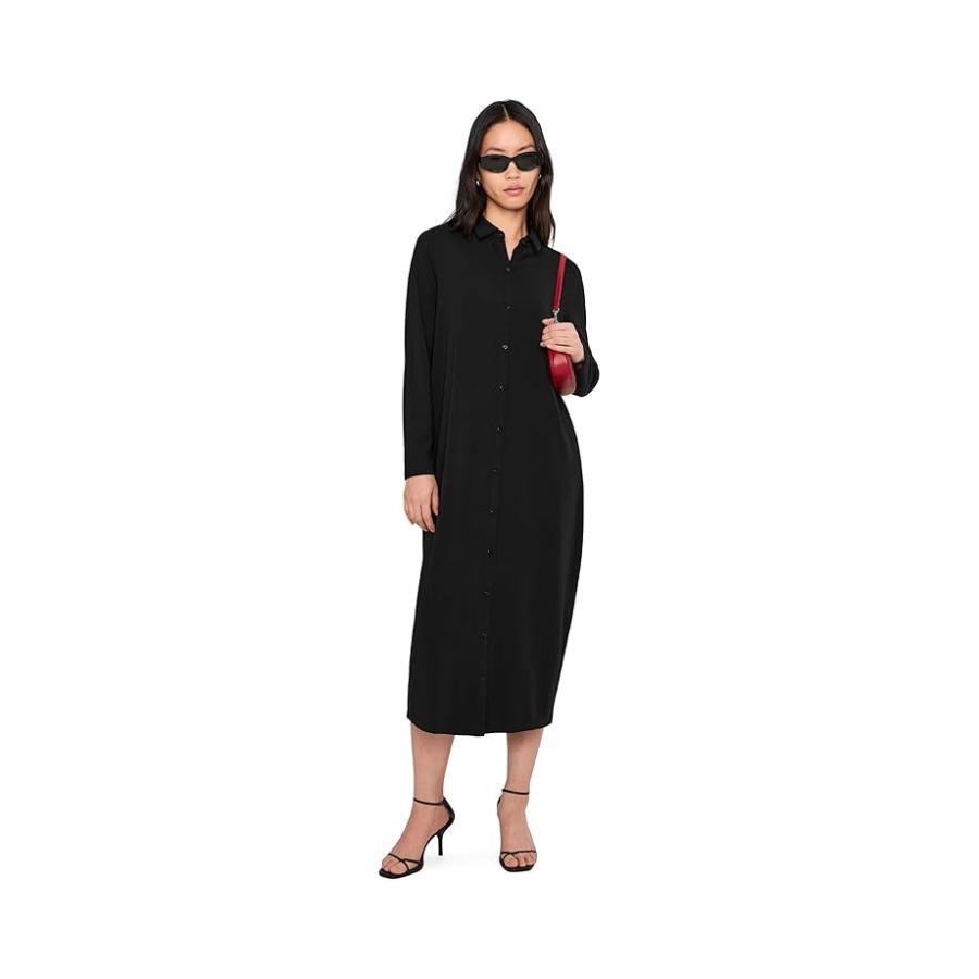 Eileen Fisher ストレッチ Jersey ニット クラシック Collar Dress レディース Dresses Black_1