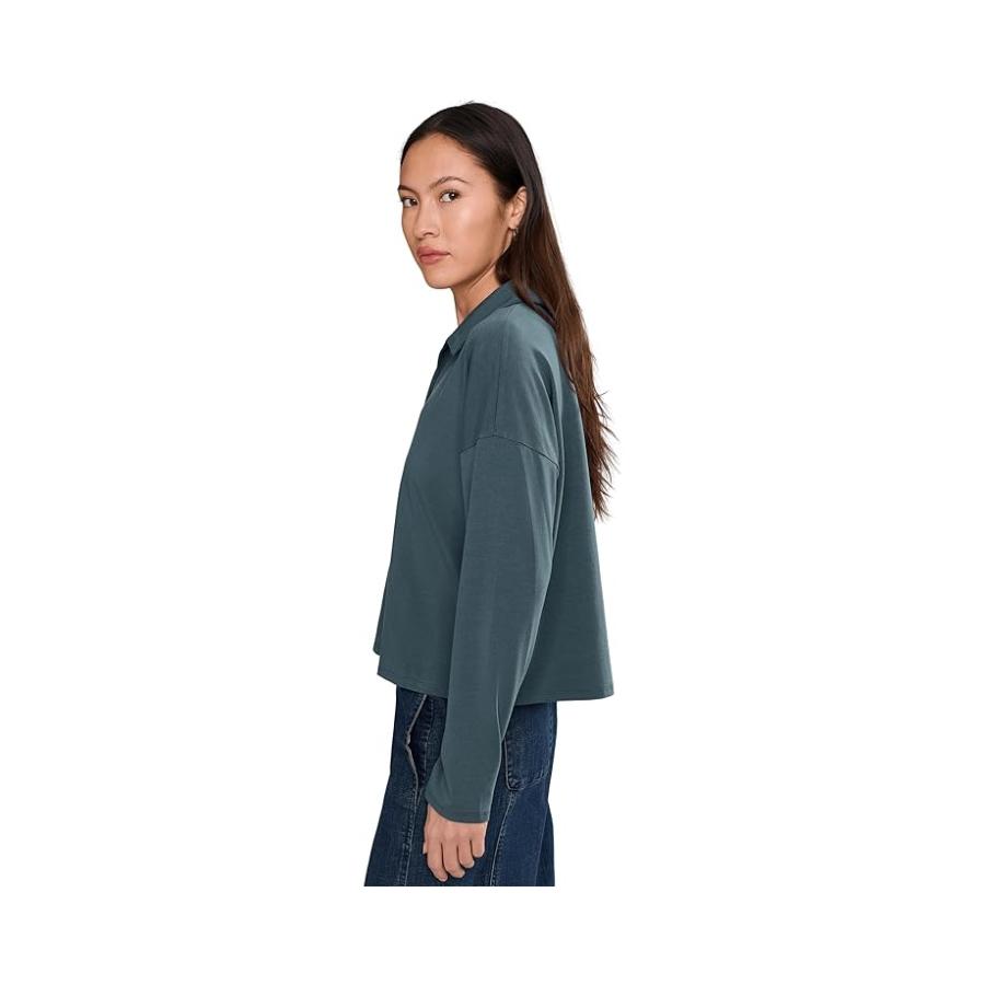 Eileen Fisher Petite ストレッチ Jersey ニット Boxy Henley Top レディース シャツ トップス Eucal_2