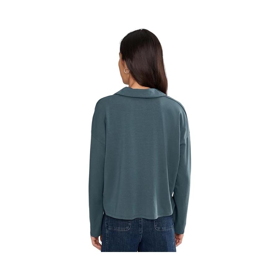Eileen Fisher Petite ストレッチ Jersey ニット Boxy Henley Top レディース シャツ トップス Eucal_3