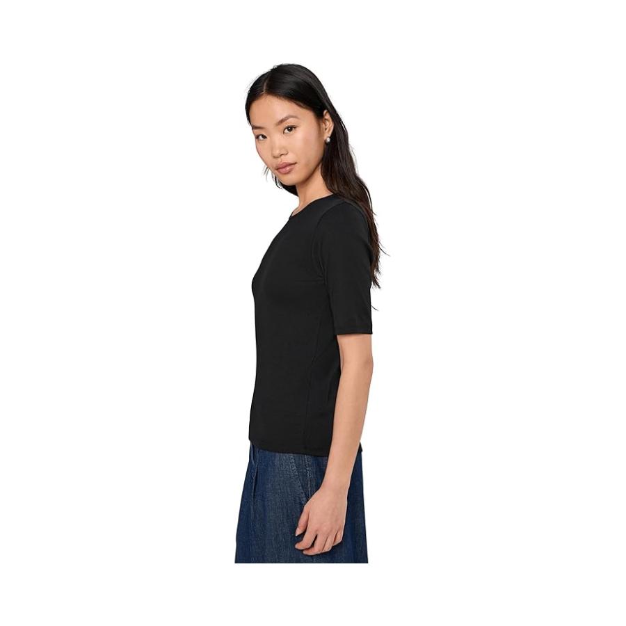 Eileen Fisher Organic Cotton ストレッチ Rib Crew Neck Top レディース シャツ トップス Black_2
