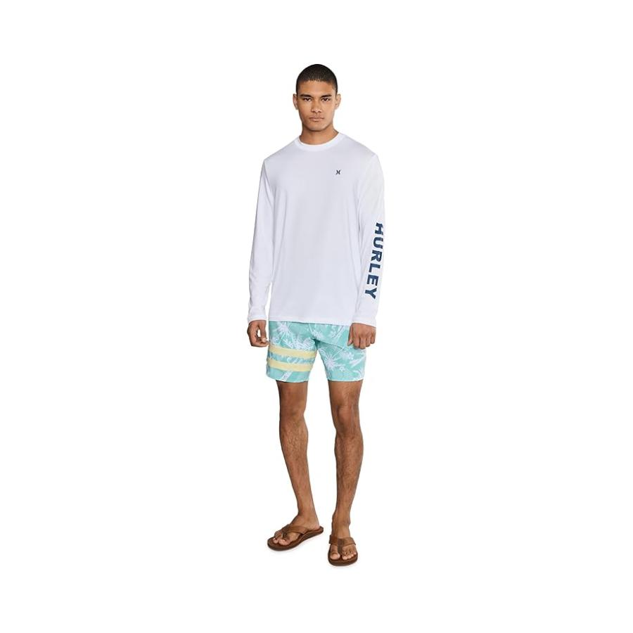 ハーレー Hurley Riptide Long Sleeve Swim Shirt メンズ 水着 スイムウェア Whiteの画像