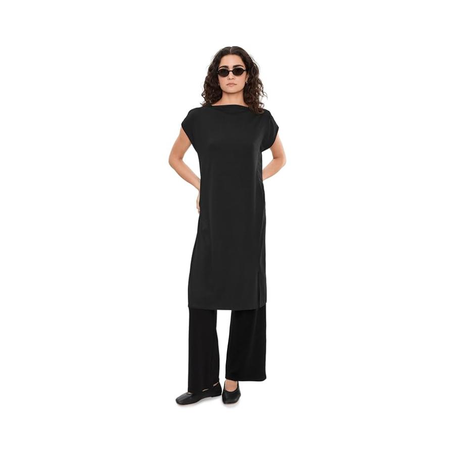 Eileen Fisher Funnel Neck Dress レディース ドレス Black_1