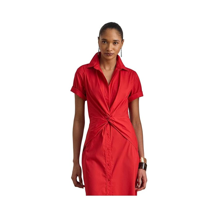 ラルフ・ローレン Lauren Ralph Twist-Front Cotton-Blend Shirtdress