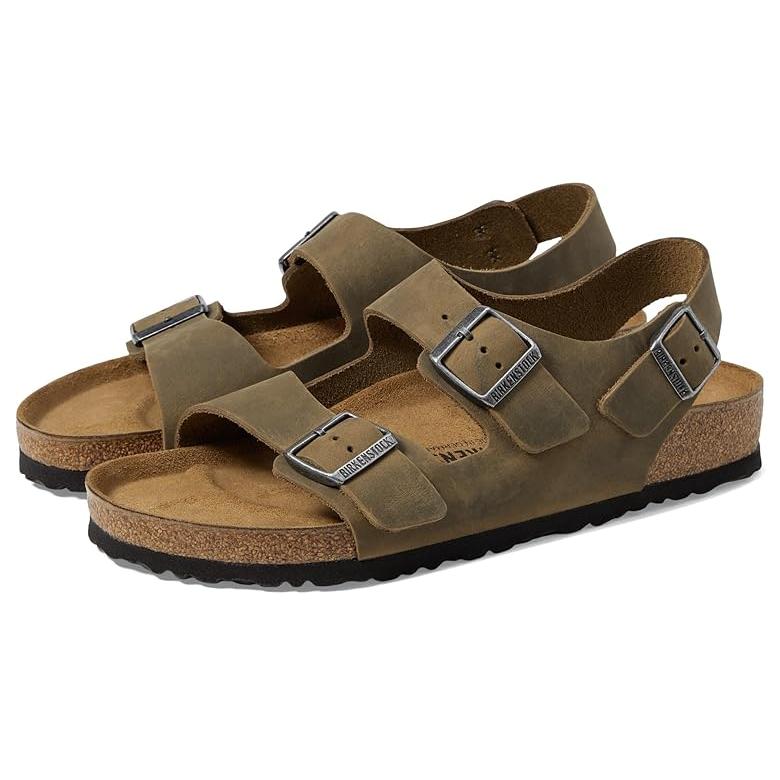 流行に ビルケンシュトック Milano Leather Soft Footbed Unisex メンズ サンダル Faded Khaki Oiled Leather 人気ショップが最安値挑戦 Lespakigali Com