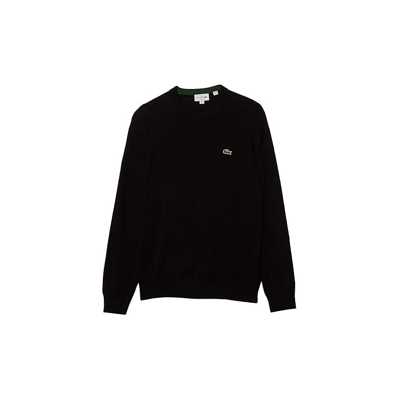 (取寄) ラコステ メンズ ロング スリーブ クルー ネック セーター Lacoste men Lacoste Long Sleeve Crew Neck Sweater Black LACOSTE（ラコステ） Lacoste Long Sleeve Crew Neck Sweater メンズ