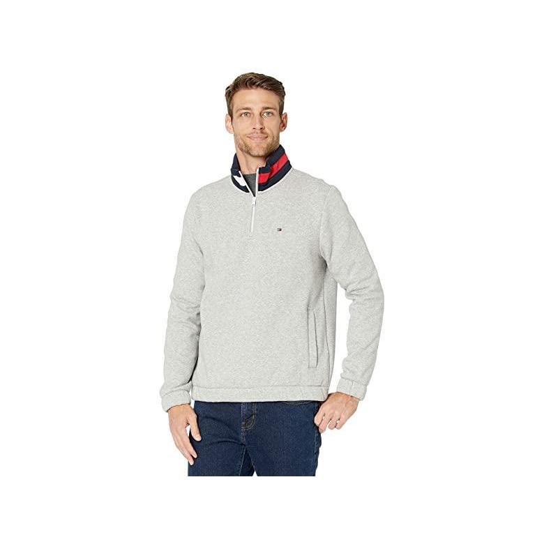 新品即決 トミー ヒルフィガー Flags 1u002f4 Zip Mock メンズ スウェット パーカー B10 Grey Heather レビューで送料無料 Lewisfamilyinsurance Com