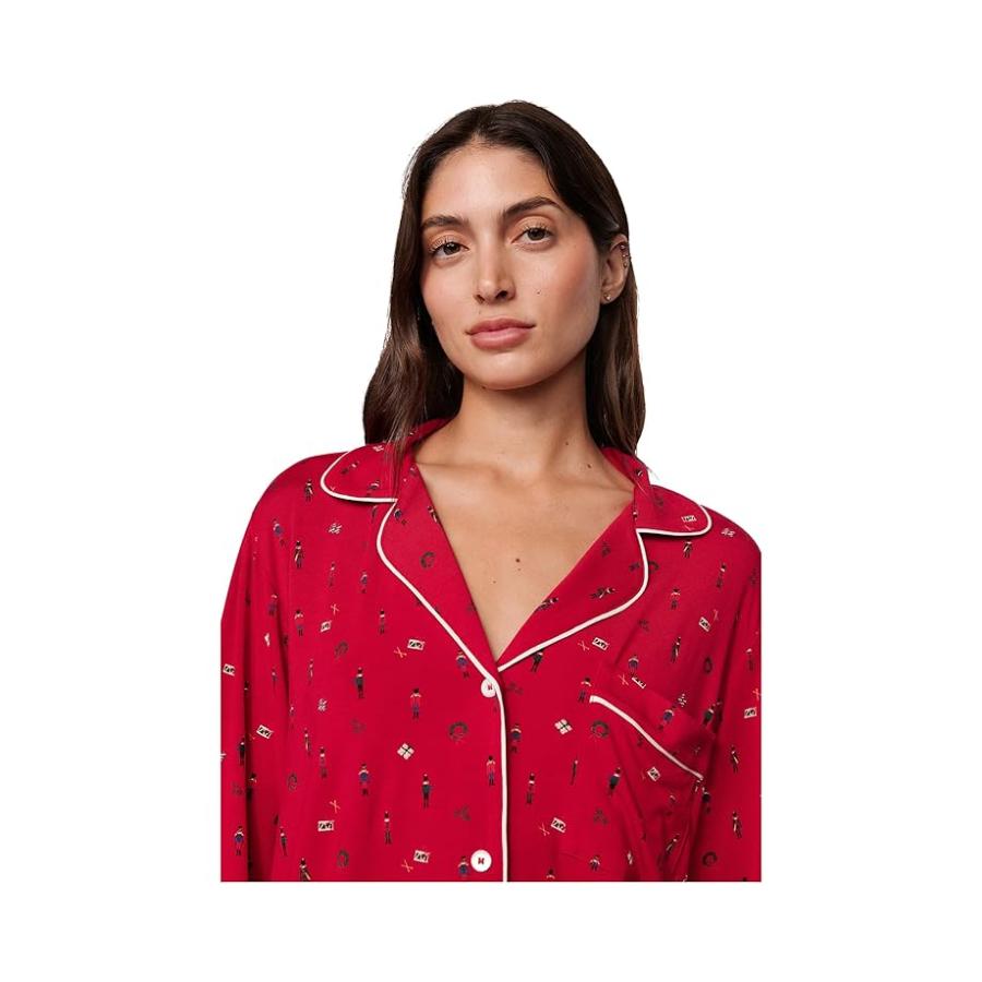 Eberjey Gisele Printed Long Pj Set レディース Sleepwear Nutcracker ホリー Red/Ivor_2
