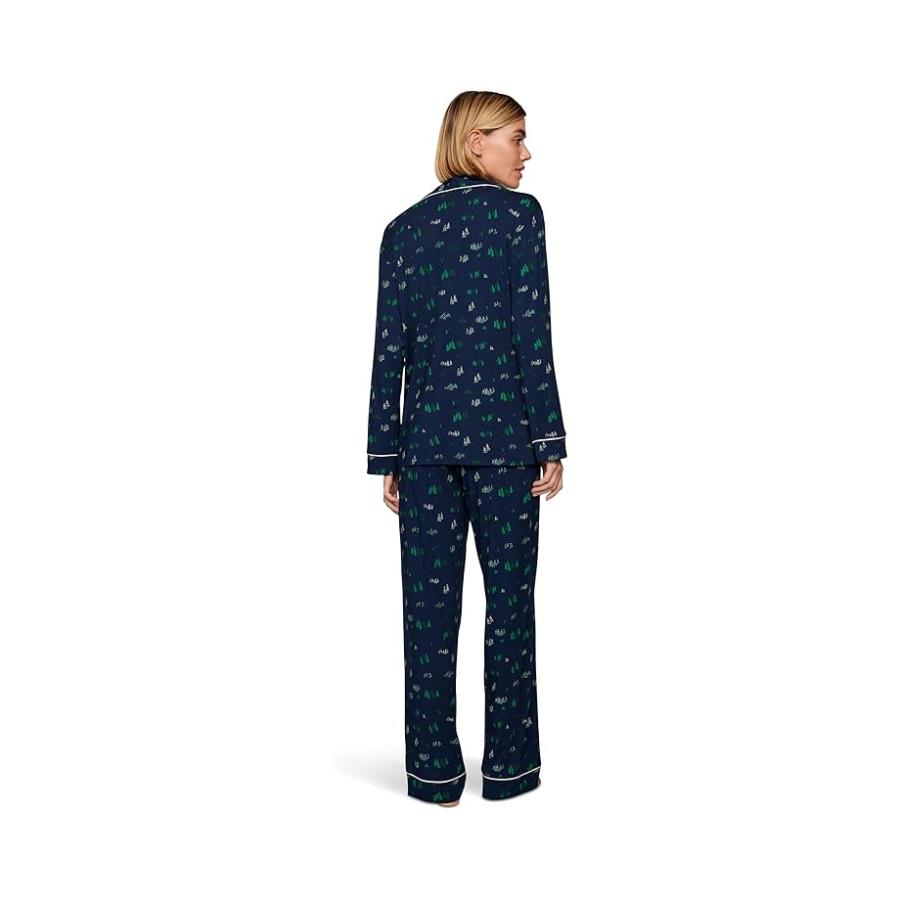 Eberjey Gisele Printed Long Pj Set レディース Sleepwear Forest Pine Navy/Ivory_1