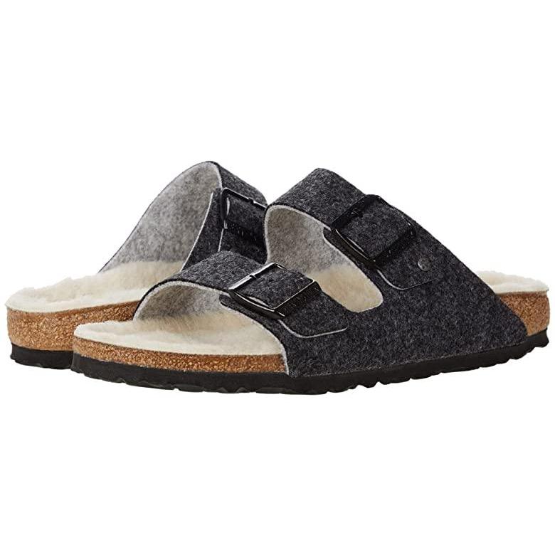 冬バーゲン Arizona ビルケンシュトック ブランド 人気 新作 日本未発売 海外限定 Happy Wool Wool Anthracite Natural スリッポン スリッパ レディース Lamb サンダル ミュール