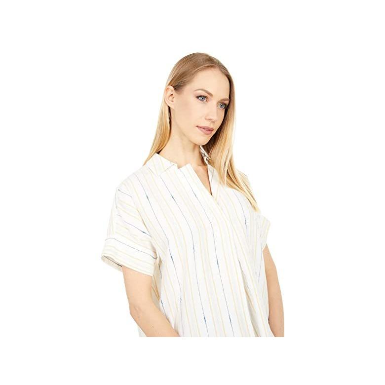 Madewell Park Popover Shirt in Textured Stripe レディース シャツ 
