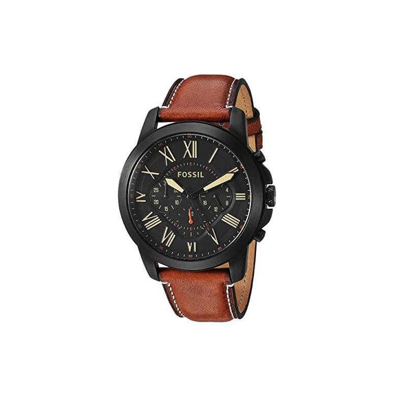 手数料安い フォッシル Grant Chronograph Leather Watch メンズ 腕時計 時計 ファッションウォッチ Fs5241 Black Brown Leather 保障できる Www sciences Africa