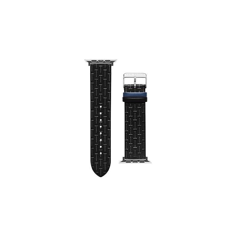 超格安価格 Ted Baker T Embossed Leather Blue Keeper smartwatch band compatible with Apple watch strap 42mm  44mm メンズ Watch Accessories Black 腕時計
