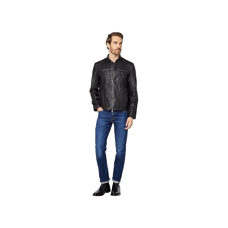 ジョンヴァーヴェイトス John Varvatos BRANDO BAND COLLAR JACKET メンズ コート アウター Blackの画像