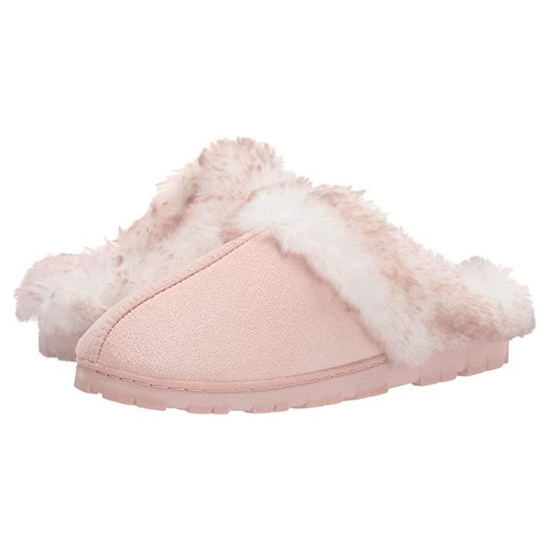 Jessica Simpson Women's Faux Fur Clog - Comfy Furry Soft Indoor House Slippers with Memory Foam レディース スリッパ スリッポン Pink