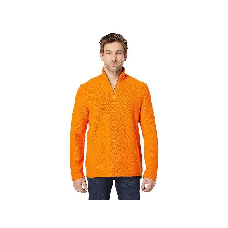 海外限定 日本未発売 新作 人気 ブランドTed Baker Millom Long Sleeve Textured 1u002F2 Zip メンズ セーター Bright Orange