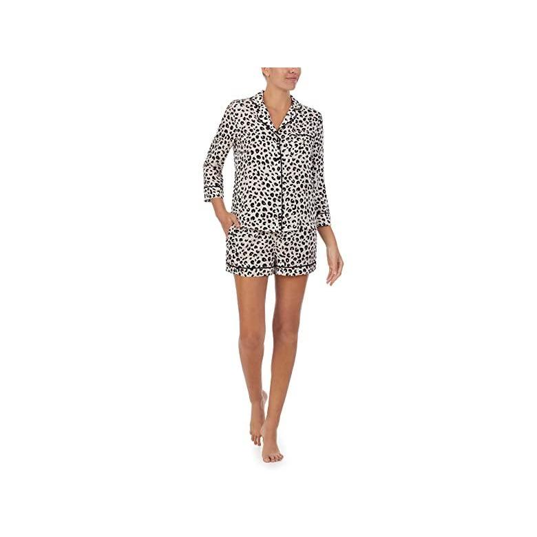 高評価 Pj Shorts Sleeve 3 4 Charm Fashion ケイトスペード Set Spots Leopard パジャマ 部屋着 レディース パジャマ レディースサイズ Xs