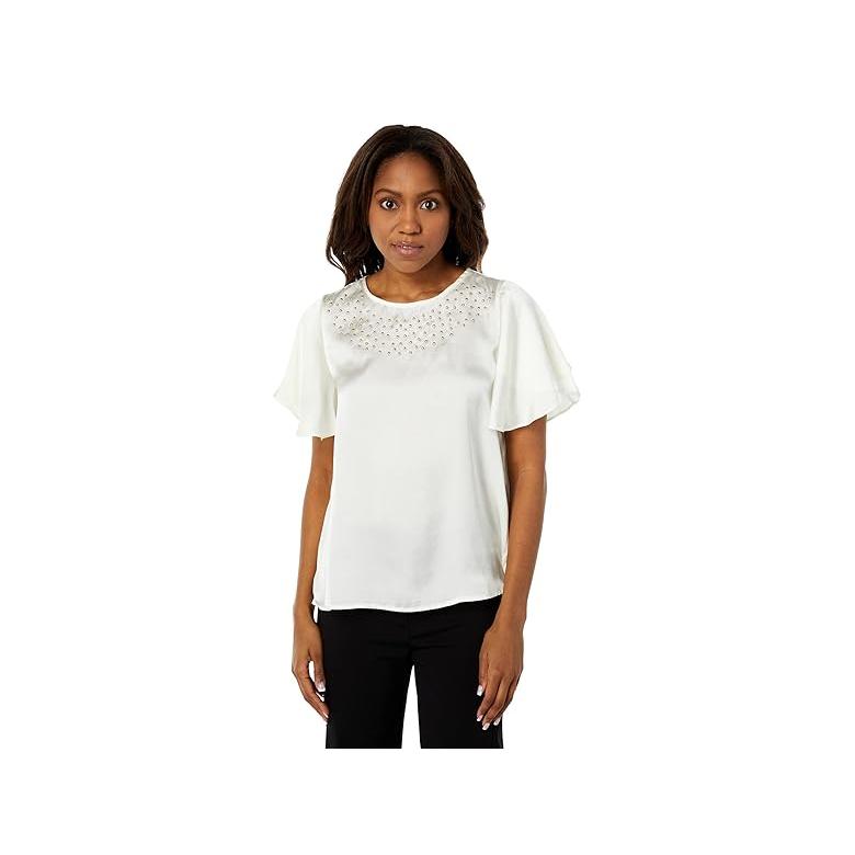 格安 購入 Vince Camuto Tulip Sleeve Rumple Studded Blouse レディース シャツ トップス New Ivory 開店記念セール North Hydroguam Net