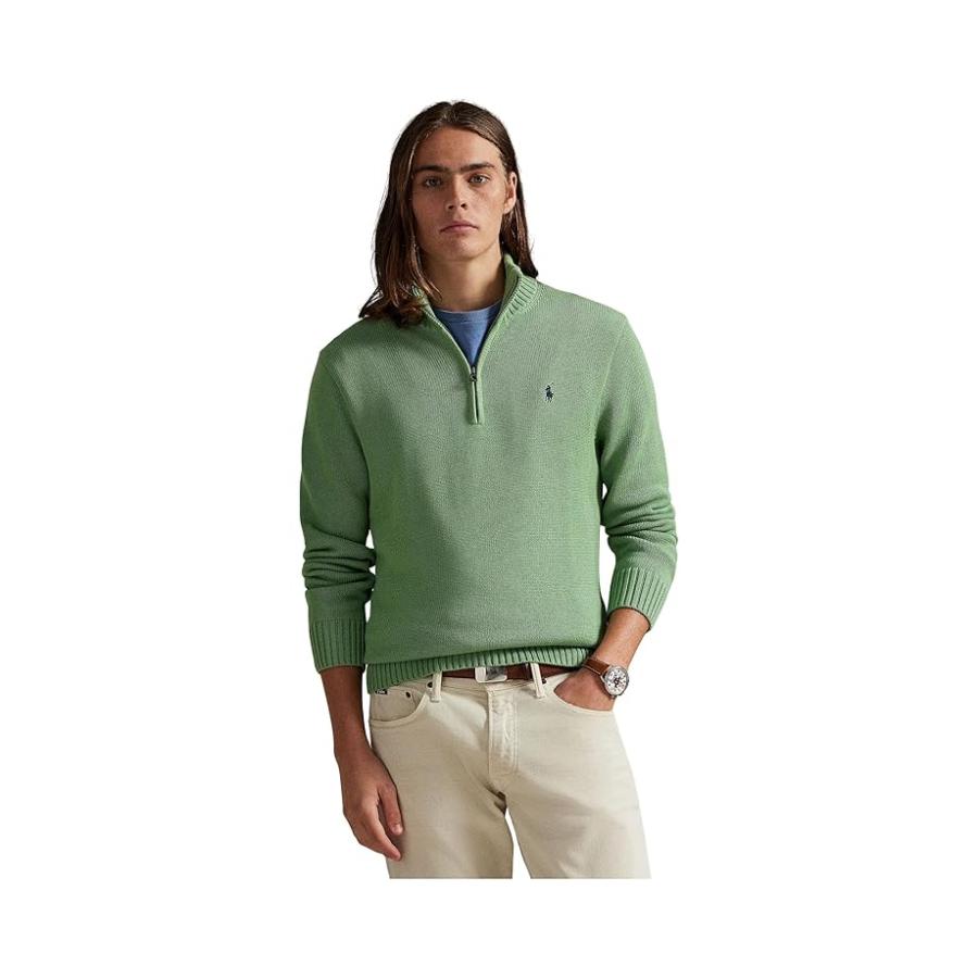 (取寄) ラルフローレン メンズ コットン 1/4 ジップ セーター Polo Ralph Lauren men Cotton 1/4 Zip Sweater Outback Green POLO RALPH LAUREN（ポロ・ラルフローレン） Polo Ralph Lauren Cotton