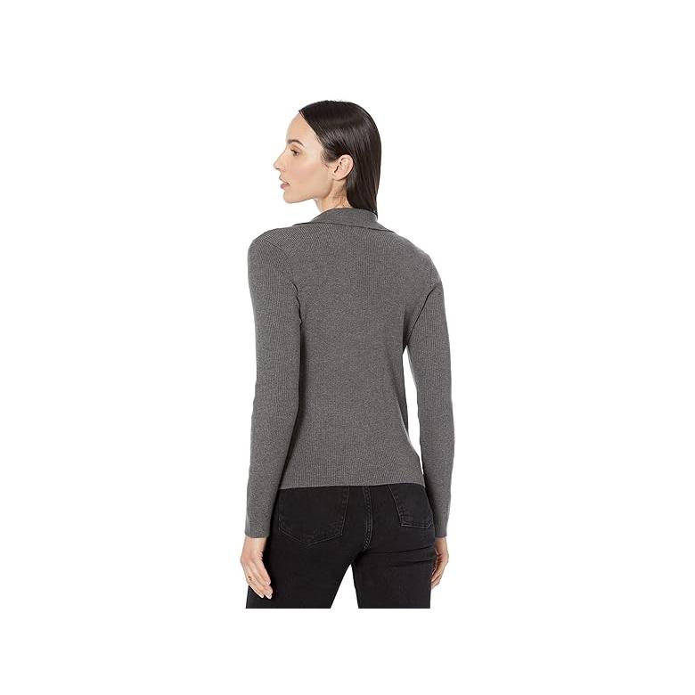 カルバン・クライン Calvin Klein Rib V-Neck with Collar レディース Sweaters Heather Charco｜orange-orange｜02