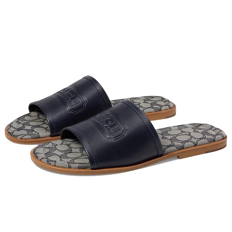 コーチ COACH Logo レザー Sandal メンズ サンダル ミッドナイト Navy 