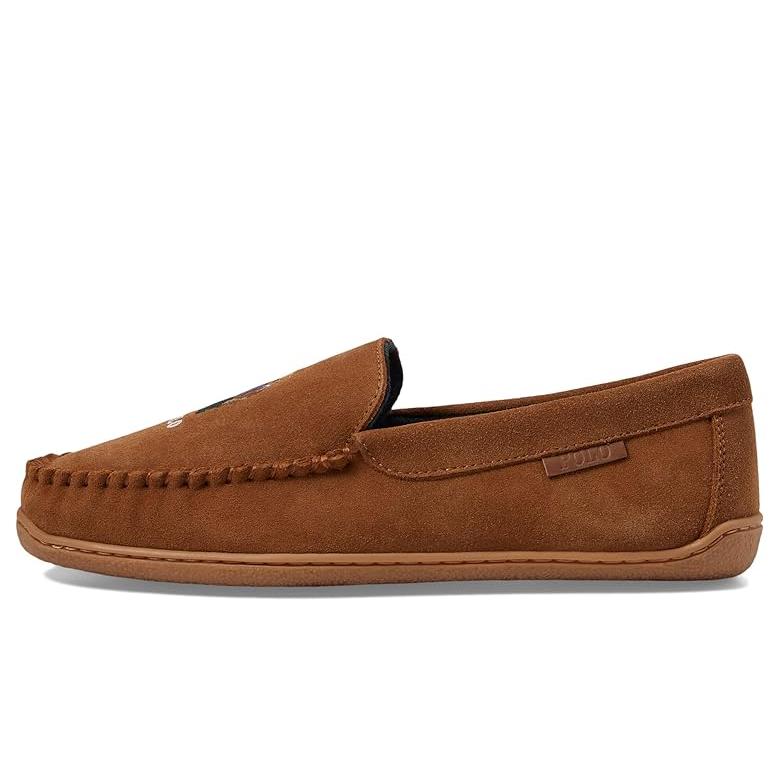 ポロ・ラルフローレン Polo Ralph Lauren Brenan Maddison Bear Suede モカシン Slipper メンズ スリの画像