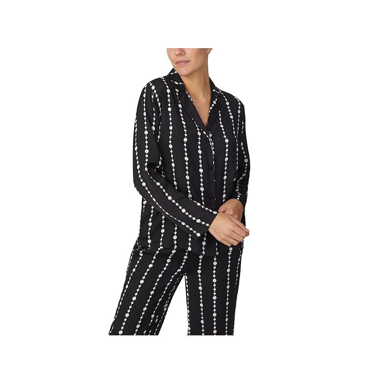 ケイトスペード Kate Spade ニューヨーク Long Notch PJ Set レディース Sleepwear Black Pearls｜orange-orange｜03