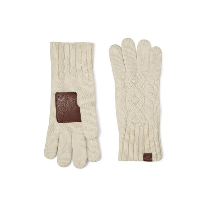 (取寄) ローレン ラルフローレン レディース ケーブル グローブ ウィズ レザー パーム パッチ Lauren Ralph Lauren women Cable Glove with Leather Palm Patch Medium Grey Heather 2 LAUREN RALPH LAUREN（ローレン ラルフローレン） ローレン ラルフ