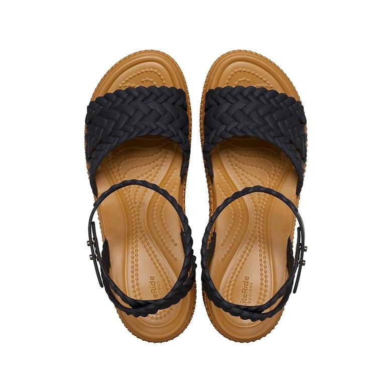 クロックス Crocs  ブルックリン Ankle Strap ウェッジ プラットフォーム Sandals レディース ヒール パンプス Black｜orange-orange｜02