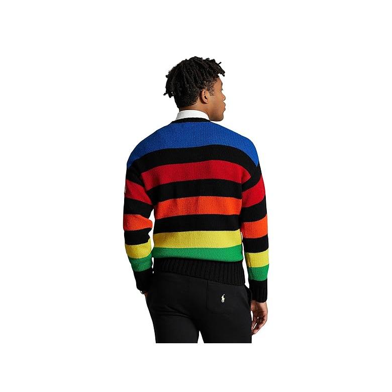 ポロ・ラルフローレン Polo Ralph Lauren Logo Striped Wool-Blend Sweater メンズ セーター Multi｜orange-orange｜02