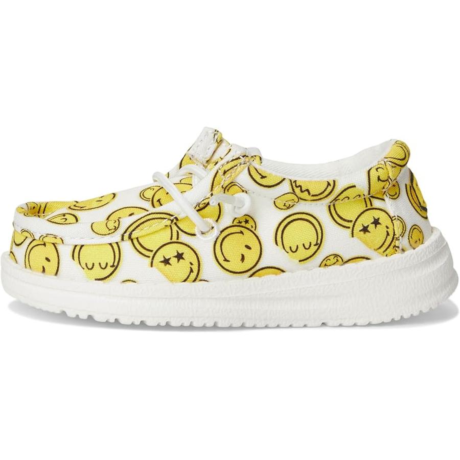 Hey Dude Kids  Wally Smiley (Toddler) キッズ・ジュニア Loafers White/Yellow_3