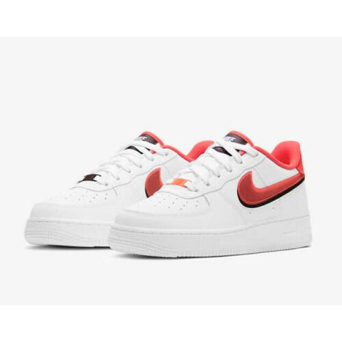 ナイキ NIKE エアフォース ワン Air Force 1 LV8 Low Shoes GS Grade School Casual Sneakers CW1574-101 ローカット White Double Swoosh Crimson Black｜orange-orange｜03