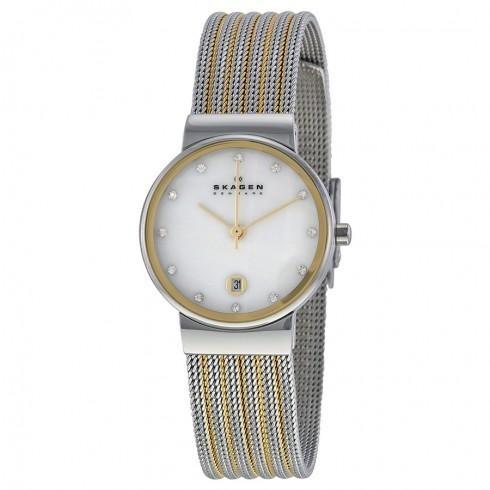 Ancher Mother of Pearl Dial Two-tone Mesh Ladies Watch