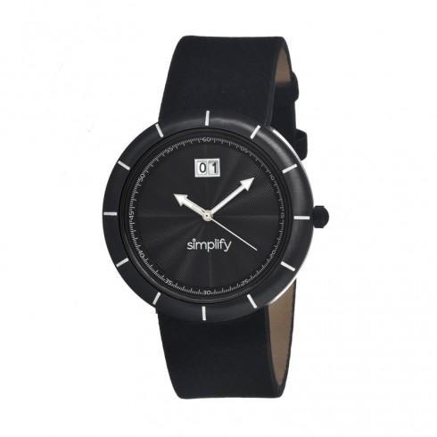 The 1300 Black Dial Black Leather Men's Watch