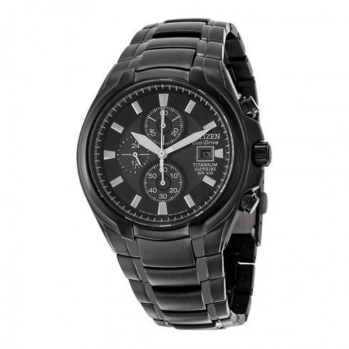 Ctizen Eco Drive Black Dial Titanium Chronograph Men's Watch