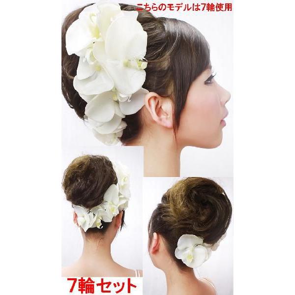 胡蝶蘭ヘッドドレス　７輪セット　シルクフラワーブライダル　ウェディング　パーティーなどに | 