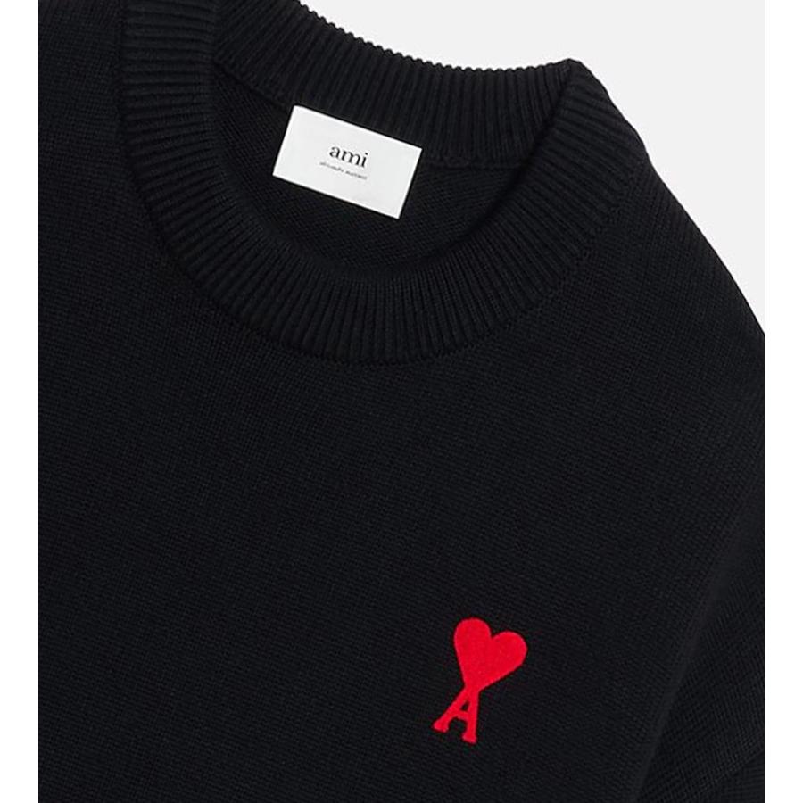 Ami paris（アミパリス）クルーネックセーター ニット オーガニックコットン＆ウールセーター ブラック メンズ レディース Ami De  Coeur Crewneck Sweater