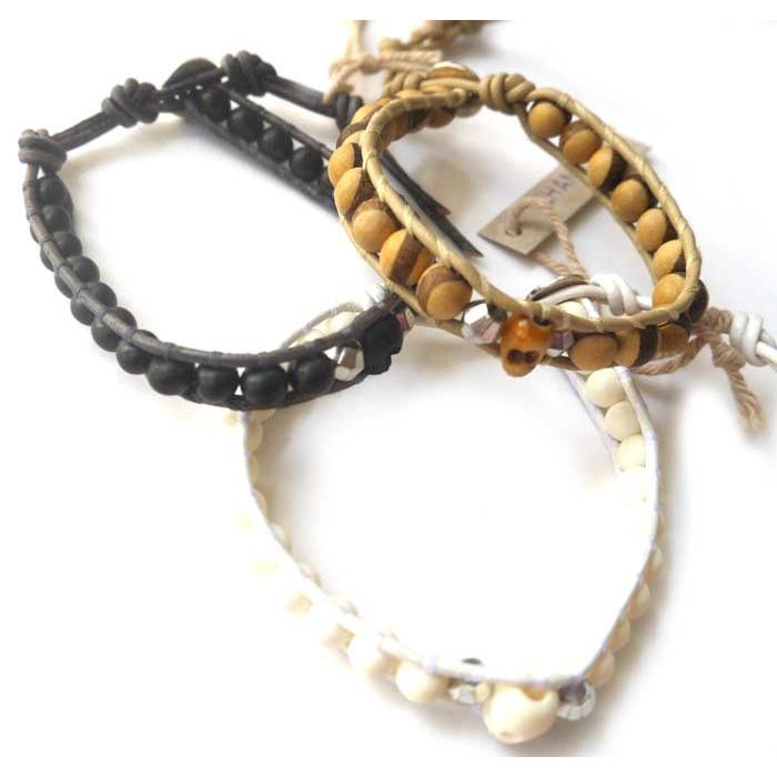 CHAN LUU クリアランス チャンルー レザーブレスレット スカルボーン 