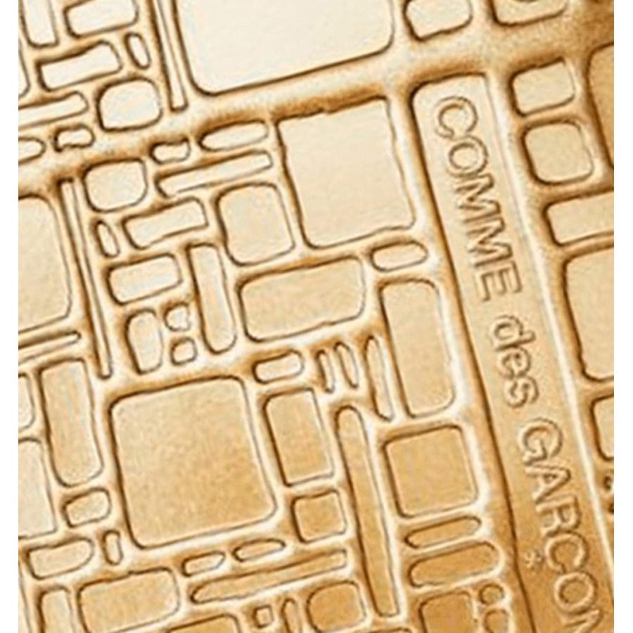 コムデギャルソン COMME des GARCONS レザー二つ折り財布 ゴールド シルバー メタリック ラウンドファスナー エンボスロゴ EMBOSSED LOGOTYPE SA2100EGの画像