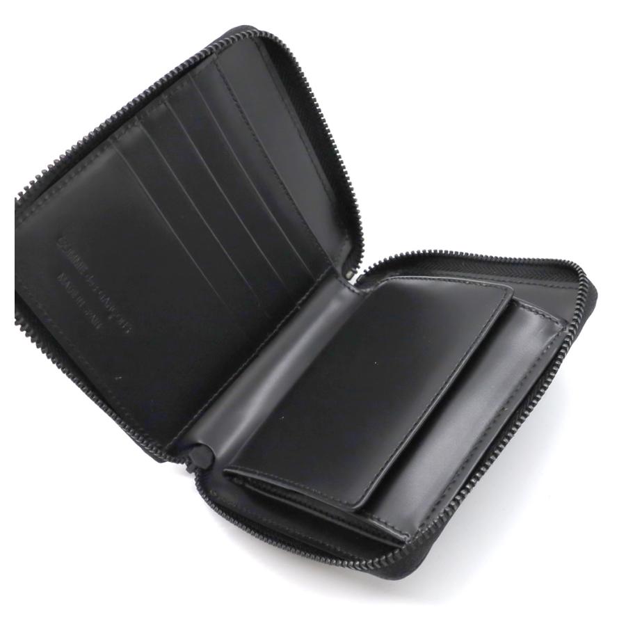 コムデギャルソン COMME des GARCONS レザー二つ折り財布 ラウンドファスナー ベリーブラック VERY BLACK Leather Wallet SA2100VBの画像