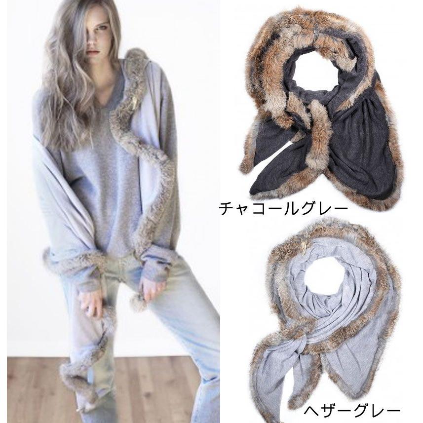 donni charm ドニーチャーム☆レイヤードニットストール フェザー ドニーチャーム Donni Charm ラビットファー付きストール DONNI