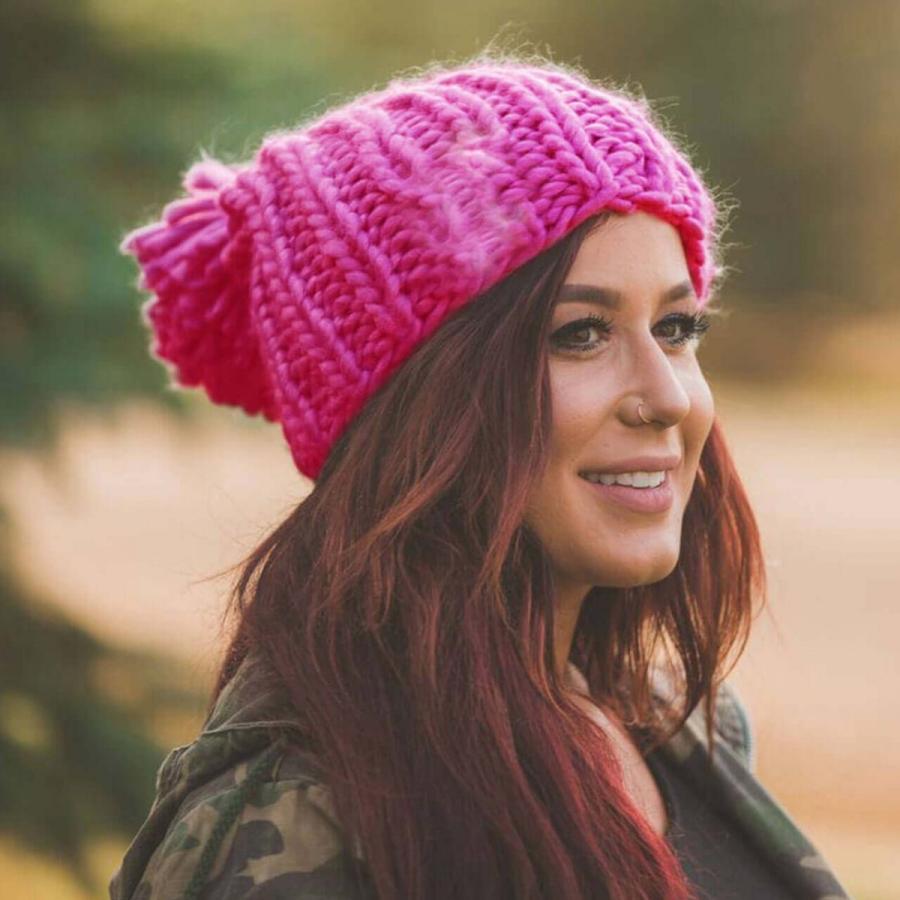 Kitsch キッチュ ニット帽子 ポンポン付きざっくりニットキャップ